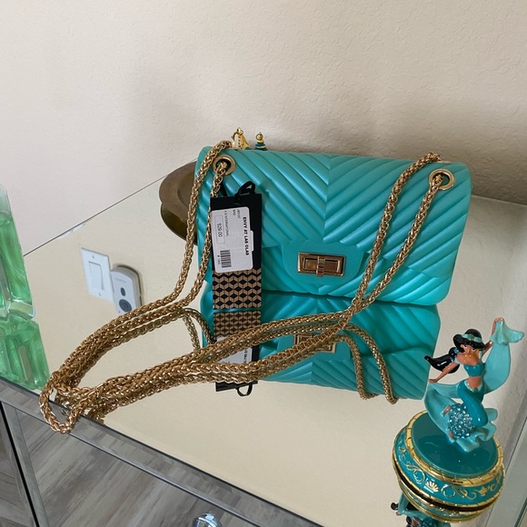Nwt beautiful aqua chain purse handbag - Picture 5 of 5